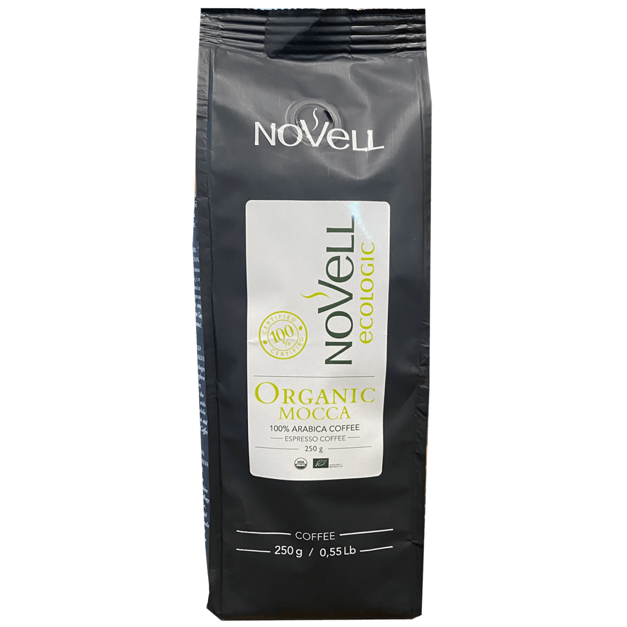 Novell Organic Mocca Bohnen für Kaffee und Espresso 250g