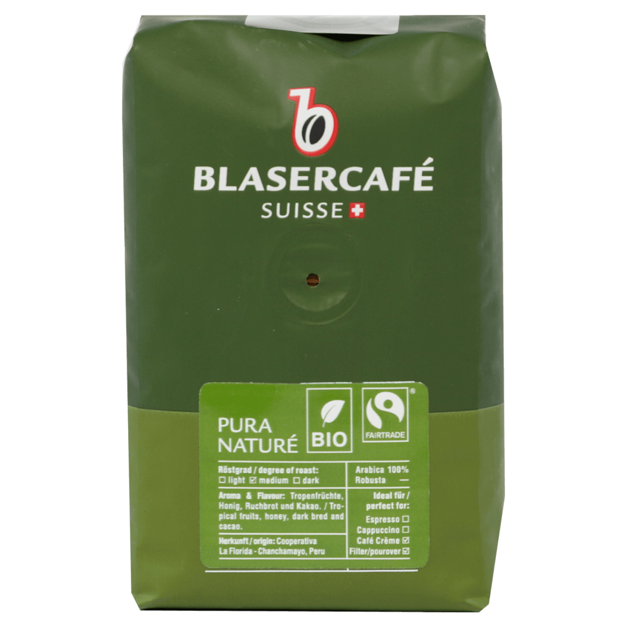 Blaser Pura Nature Bio Faitrade Bohnen für Kaffee 250g