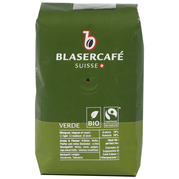 Blasercafé Verde Bio Faitrade Bohnen für Kaffee und Espresso 250g
